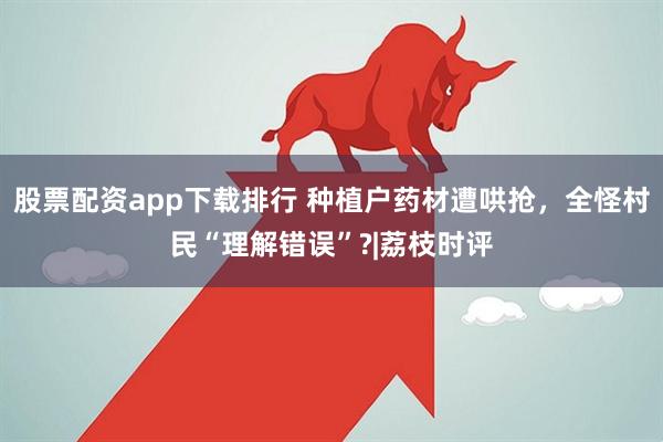 股票配资app下载排行 种植户药材遭哄抢，全怪村民“理解错误”?|荔枝时评