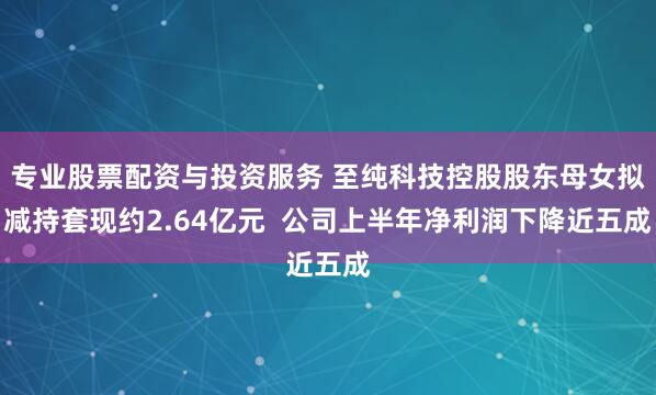 专业股票配资与投资服务 至纯科技控股股东母女拟减持套现约2.64亿元  公司上半年净利润下降近五成