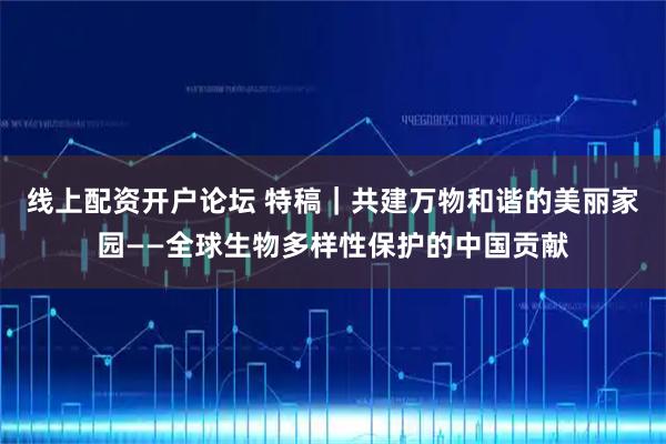 线上配资开户论坛 特稿｜共建万物和谐的美丽家园——全球生物多样性保护的中国贡献